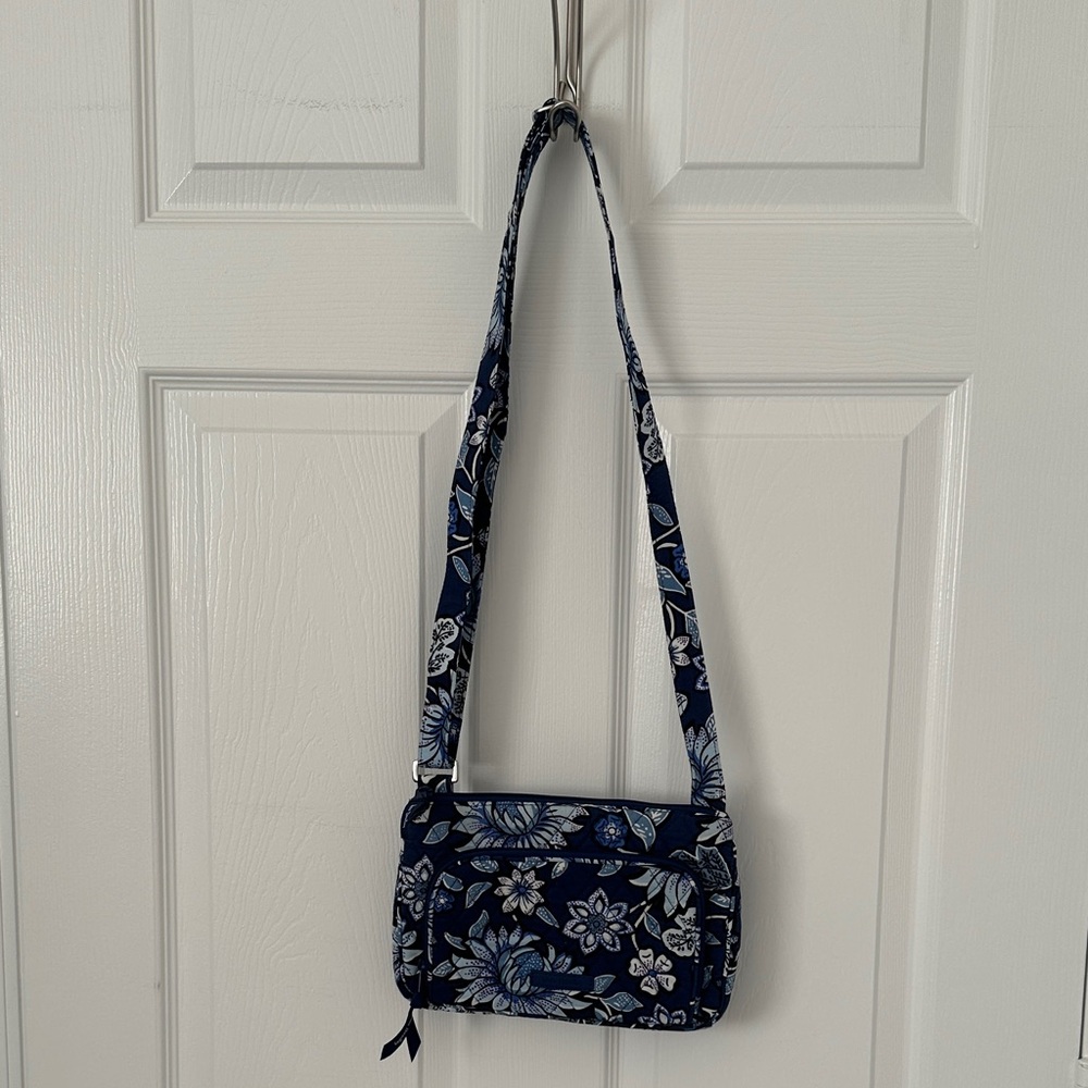 Vera Bradley Navy/White/Blues Floral Crossbody Shoulder Bag